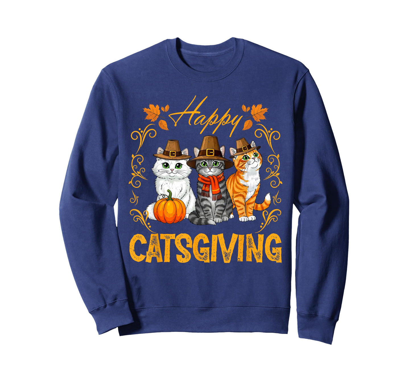 Funny Catsgiving Thanksgiving Cats Pilgrim Fall Holiday T-Shirt