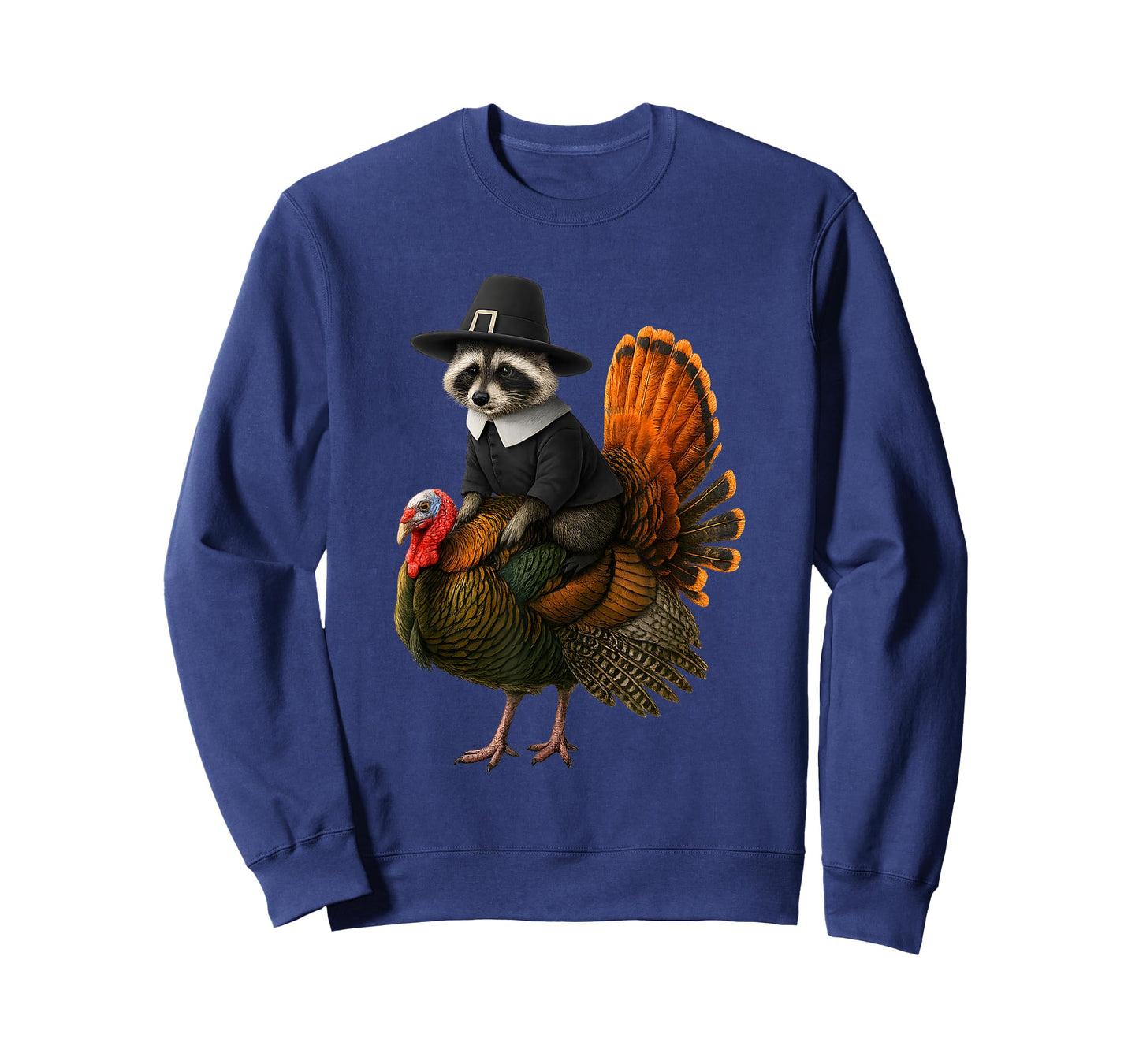 Funny Raccoon Pilgrim Riding Turkey Thanksgiving T-Shirt