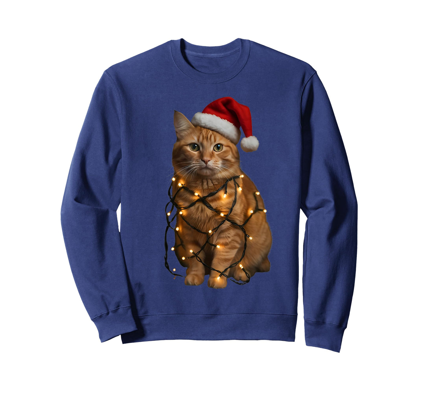 Orange Tabby Cat Christmas Lights Funny Santa Holiday Cats T-Shirt