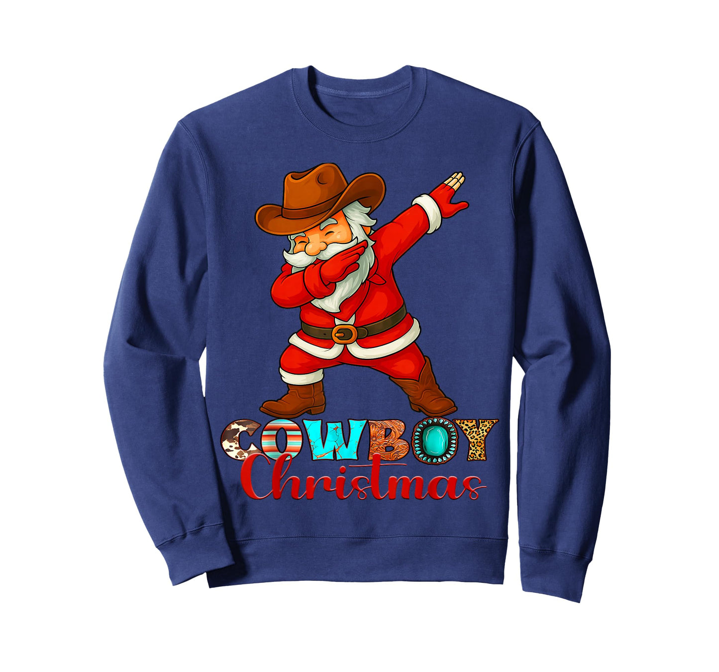 Cowboy Christmas Santa Dabbing Xmas Men Women Kids Outfit T-Shirt
