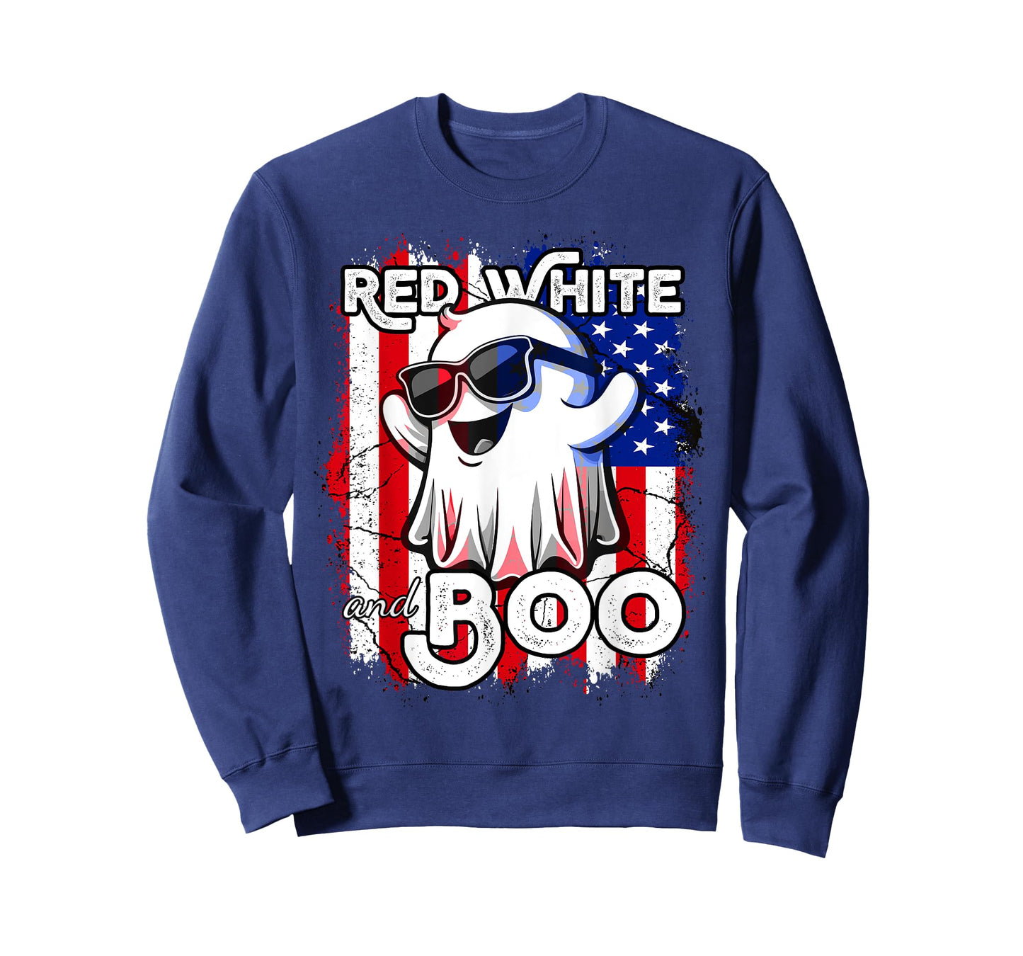 Red White and Boo Ghost Patriotic American Halloween T-Shirt