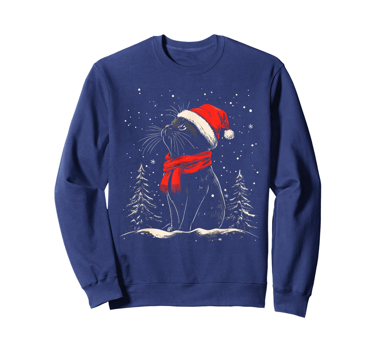 Black Cat Santa Hat Christmas Xmas Kitten T-Shirt