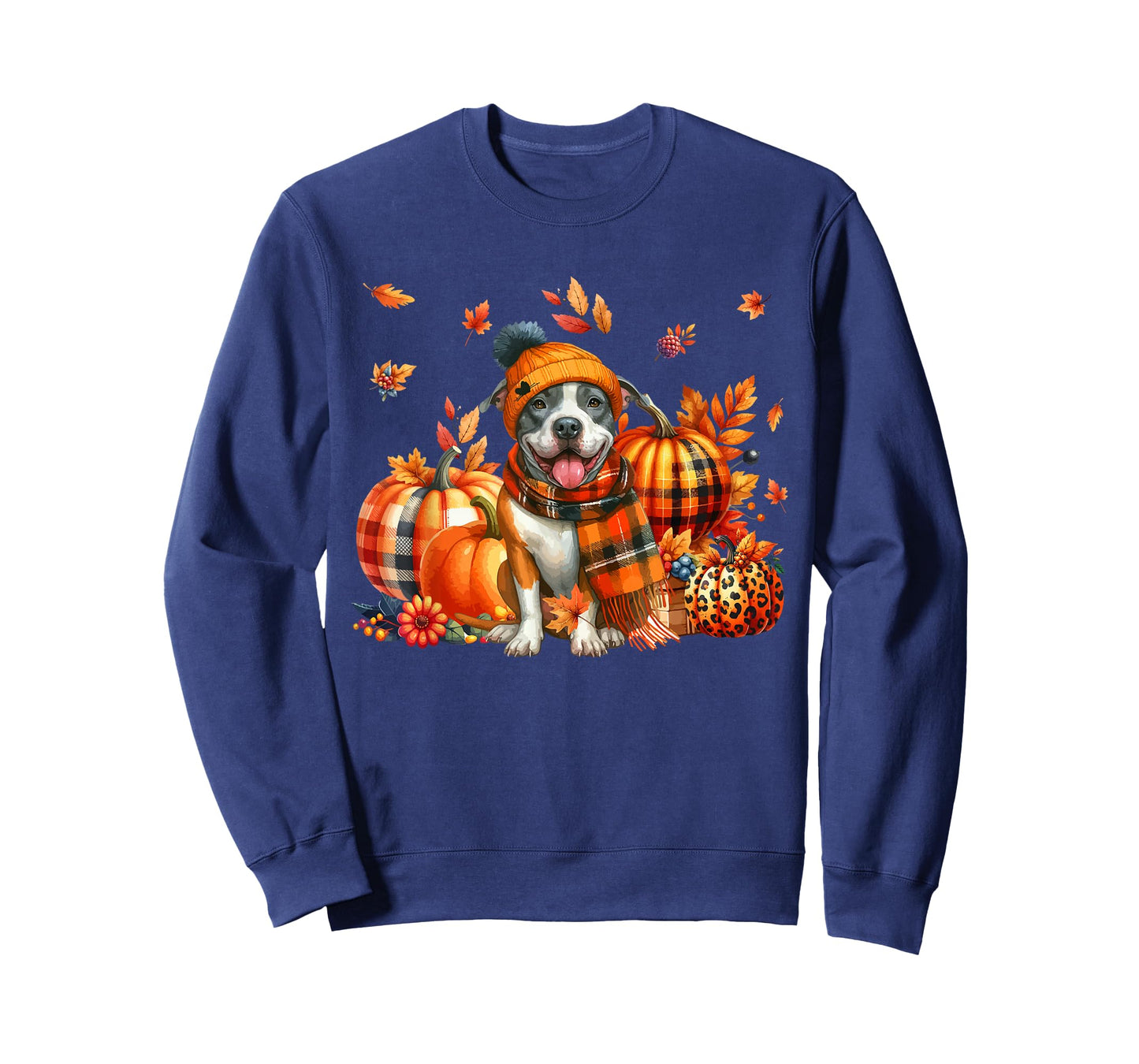 Pit Bull Thanksgiving Leopard Pumpkins Fall Leaves Lover T-Shirt