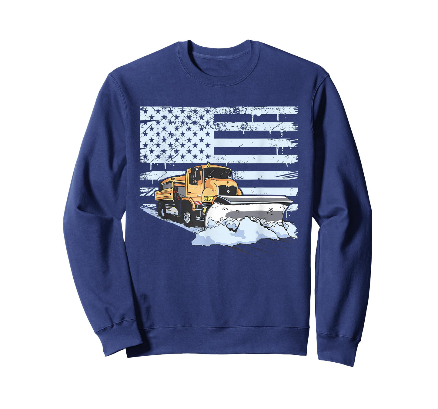 Snow Plow Truck Us Flag Snow Plow Driver T-Shirt