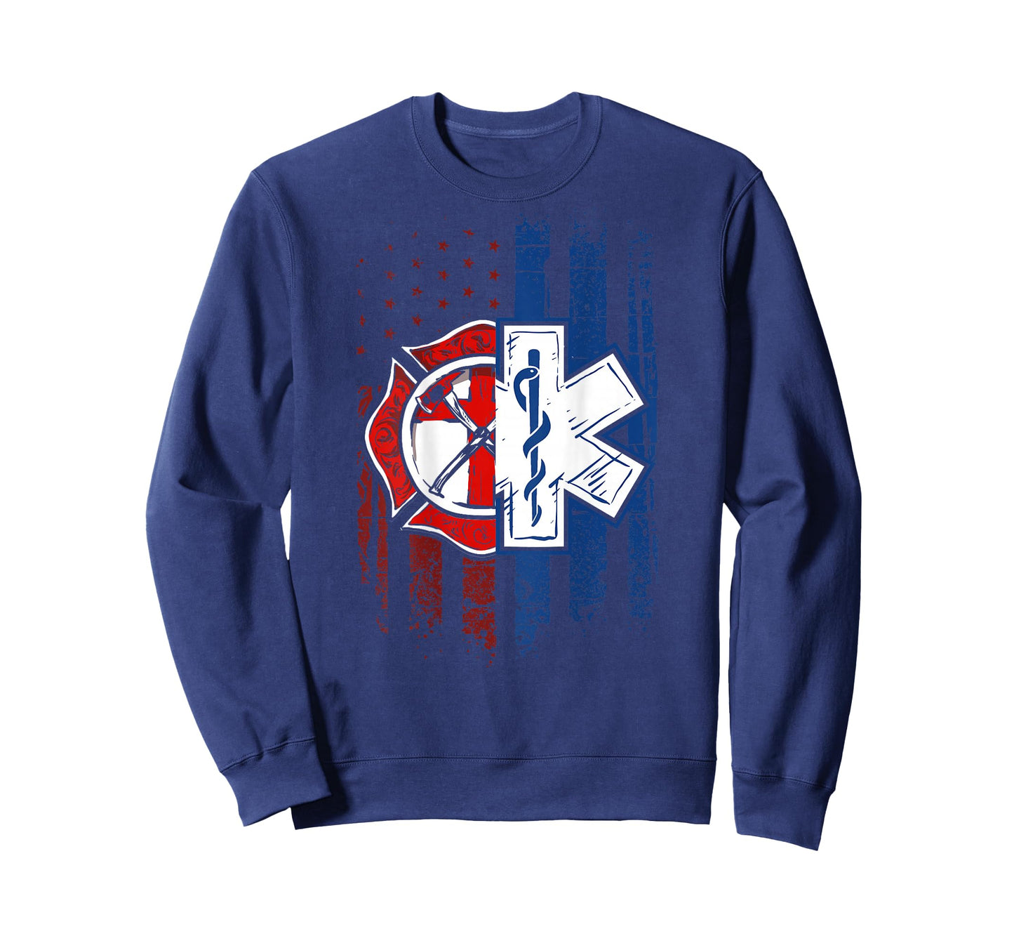 Patriotic Paramedic Firefighter EMT USA Flag EMS T-Shirt
