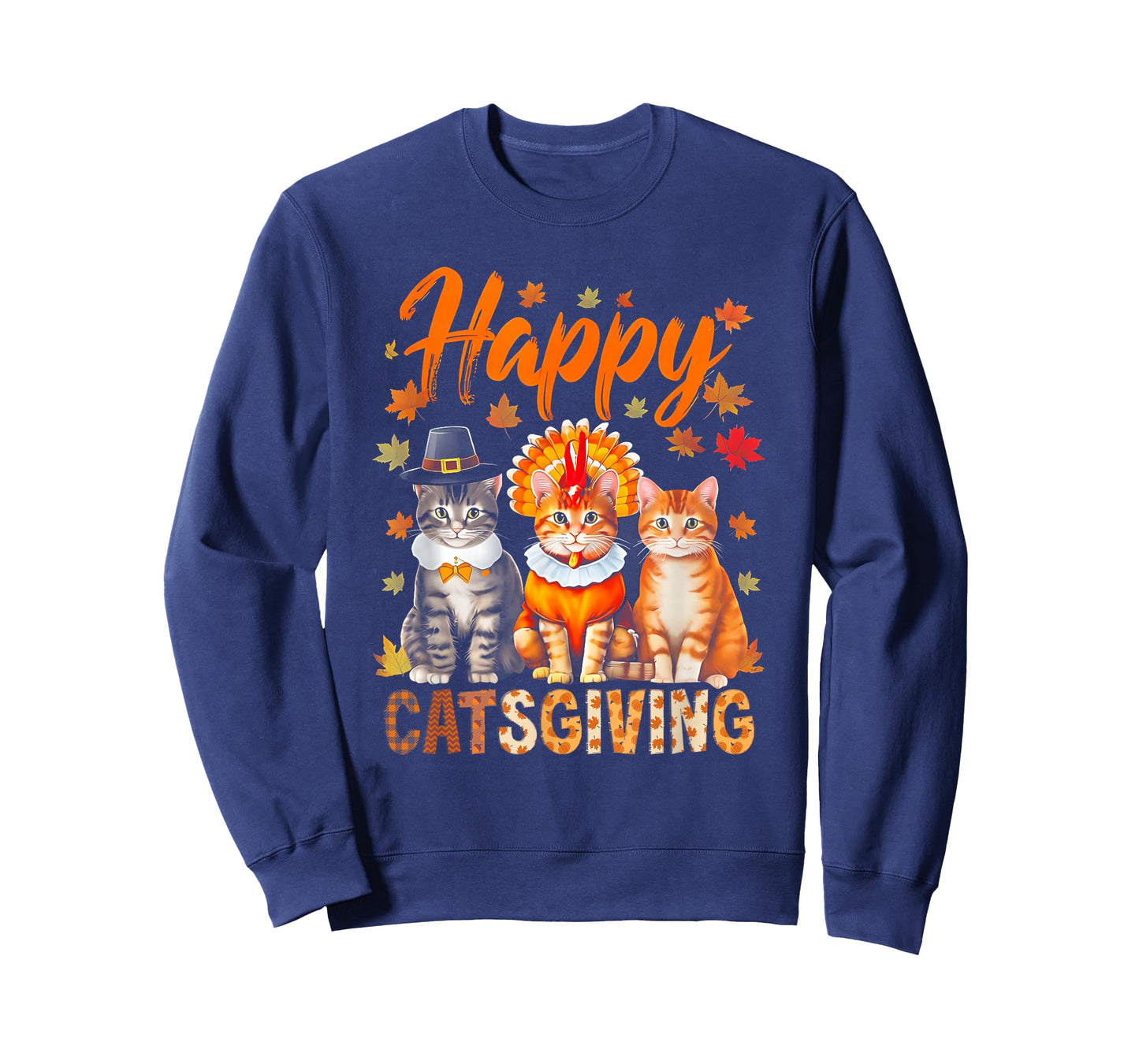 Happy Catsgiving Cute Thanksgiving Cat Wears Pilgrim Hat T-Shirt
