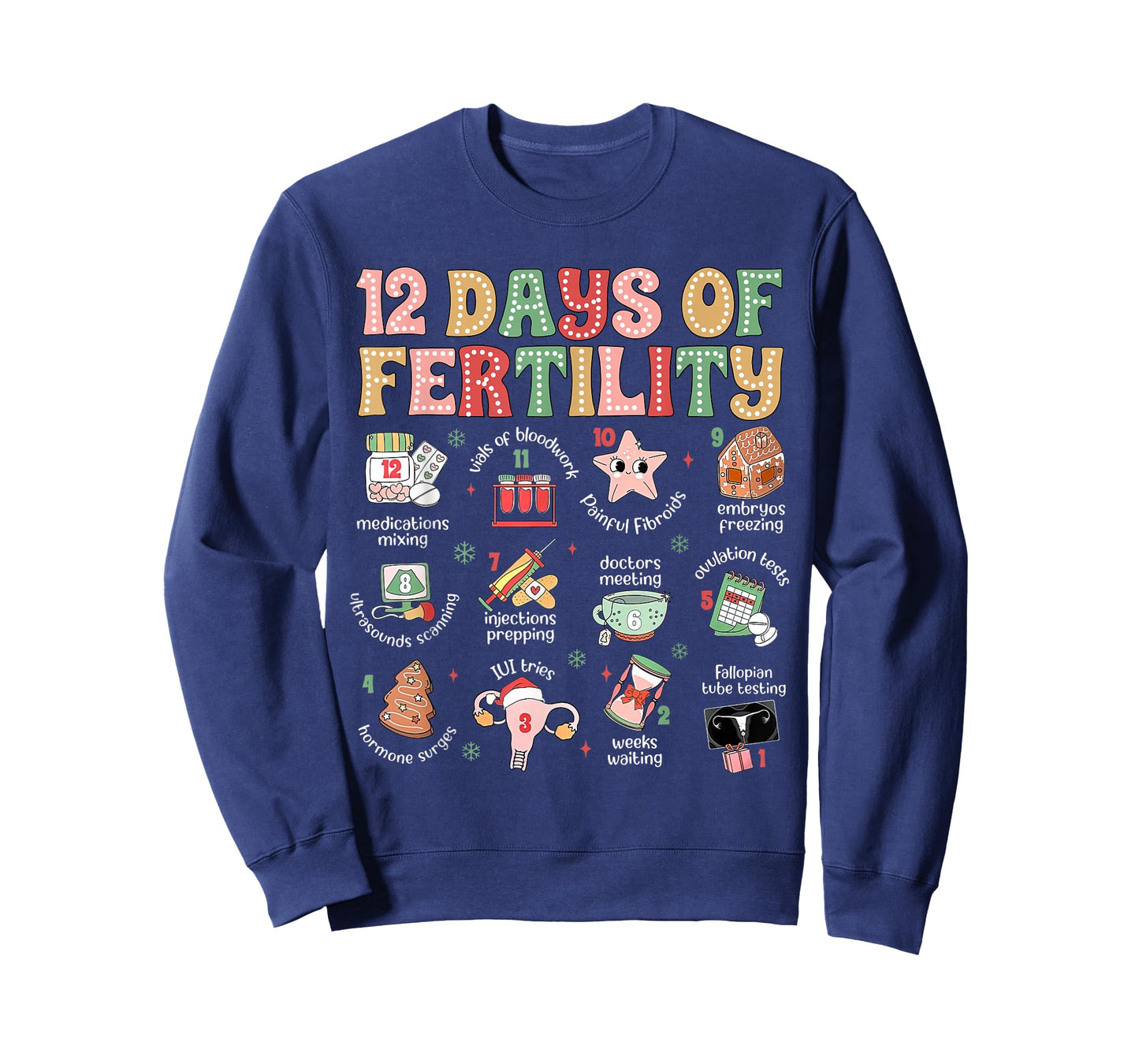 12 Days of Fertility IVF Nurse Christmas OB GYN Transfer Day T-Shirt