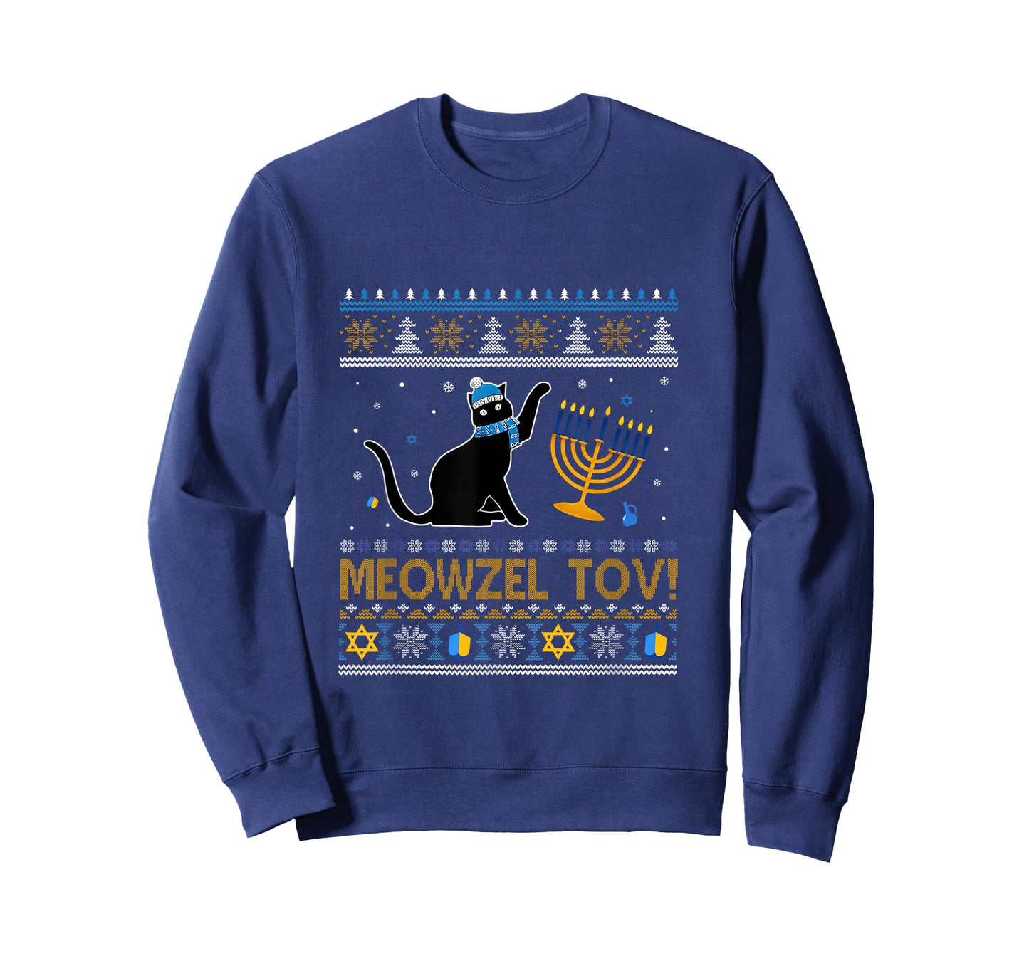 Meowzel Tov Black Cat Funny Hanukkah Chanukah Men Women Kids T-Shirt