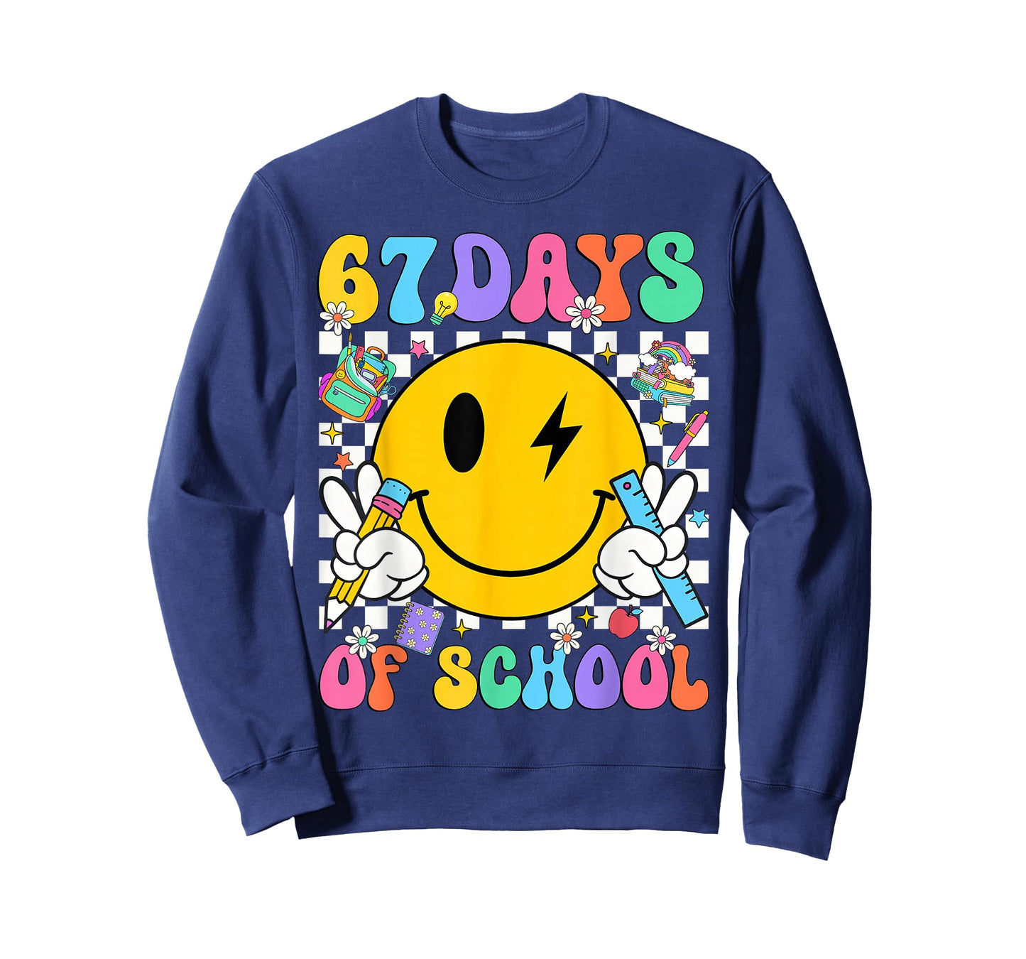 67 Days of School Smile Face 67 Days Smarter Teacher Kids T-Shirt