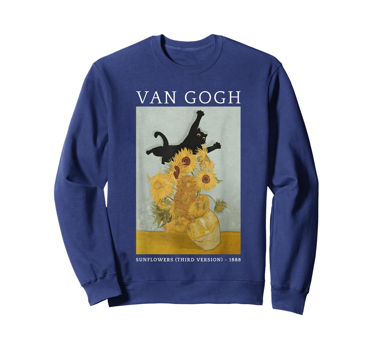 Funny Van Gogh Sunflowers Cat Meme Van Gogh Art Graphic T-Shirt for Men Women Kids