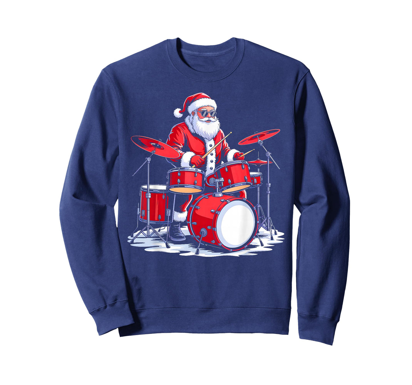 Drummer Santa Christmas Music Men Boys Funny Xmas Pajamas T-Shirt