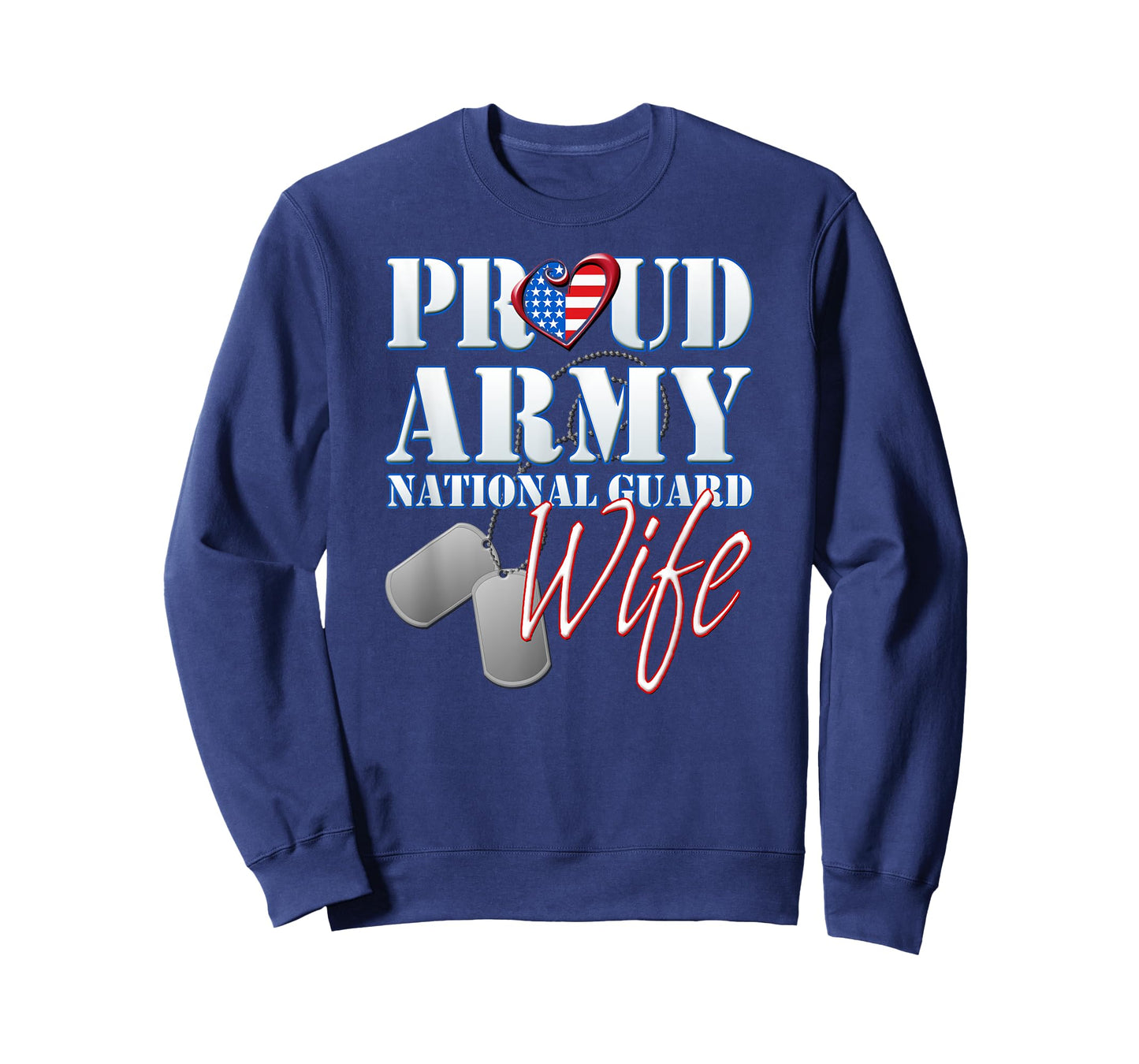 Proud Army National Guard Wife USA Heart Flag Shirt T-Shirt