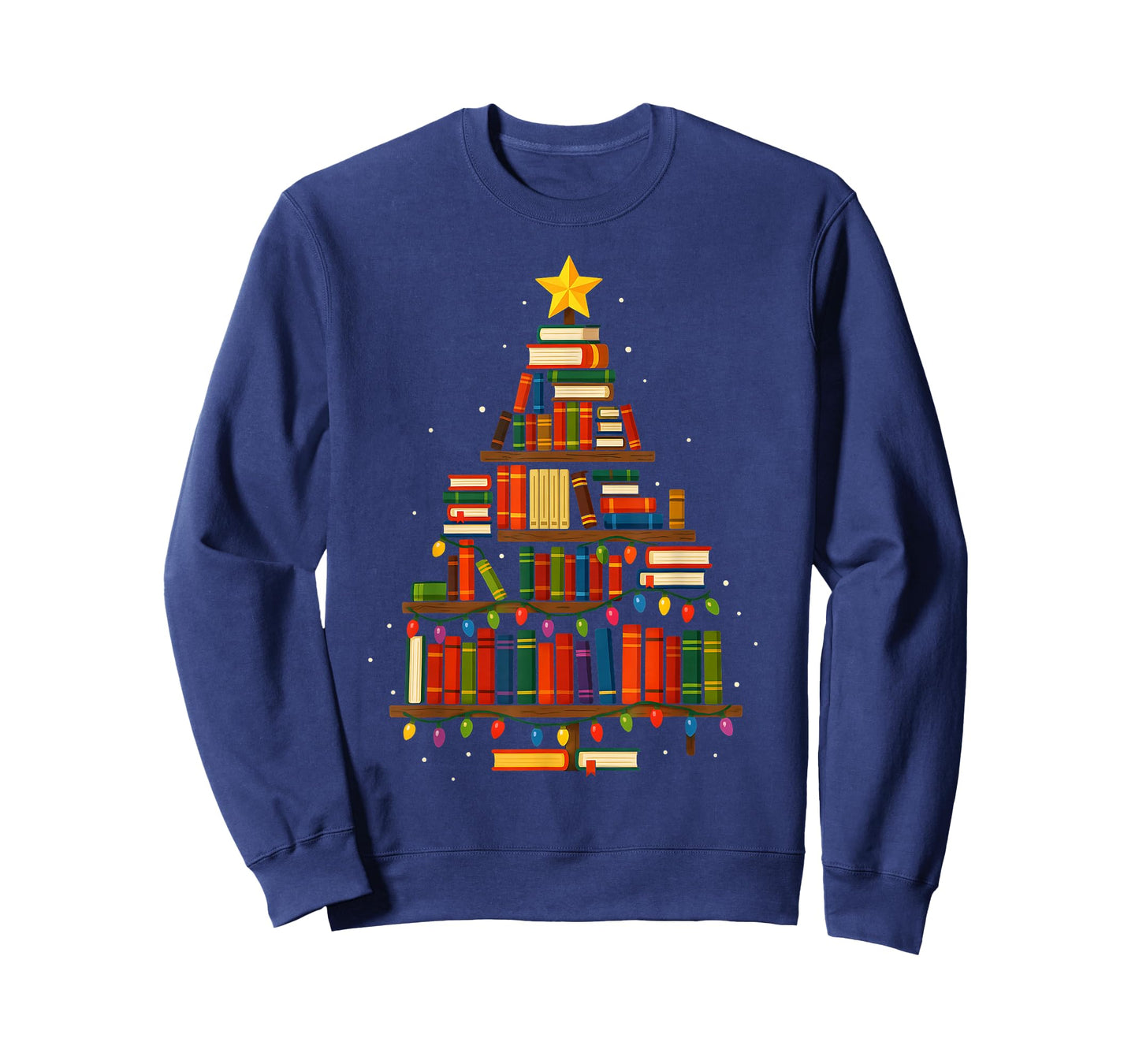 Christmas Tree Bookshelf Book Lover Library Men Women Kids T-Shirt