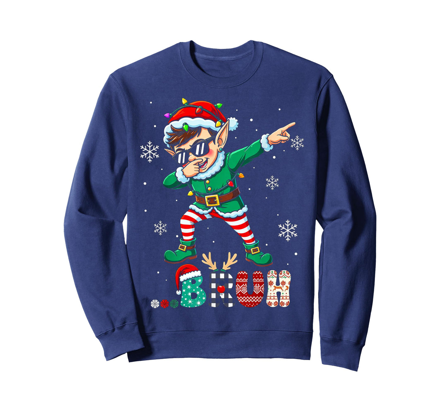 Boy Bruh Dabbing Elf Lover Funny Christmas Matching Family T-Shirt