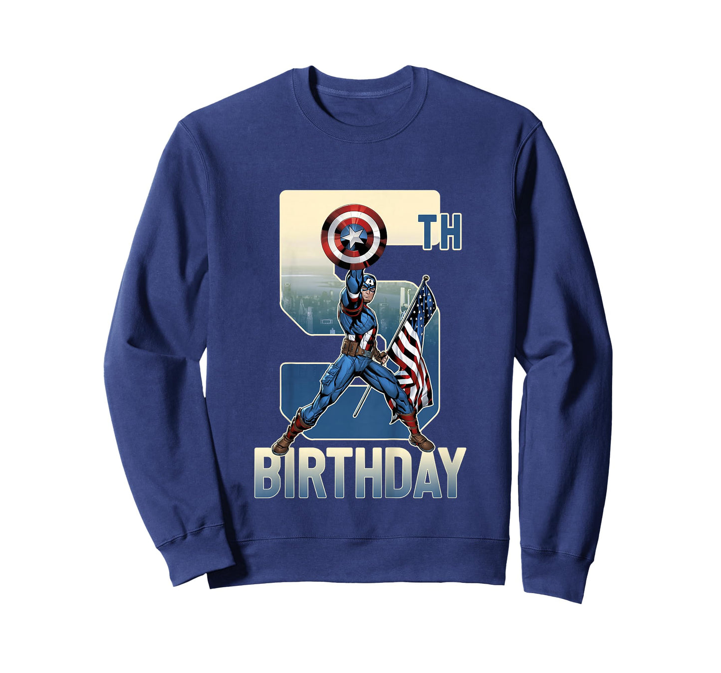 Kids Marvel Avengers Classic Captain America Epic 5th Birthday T-Shirt