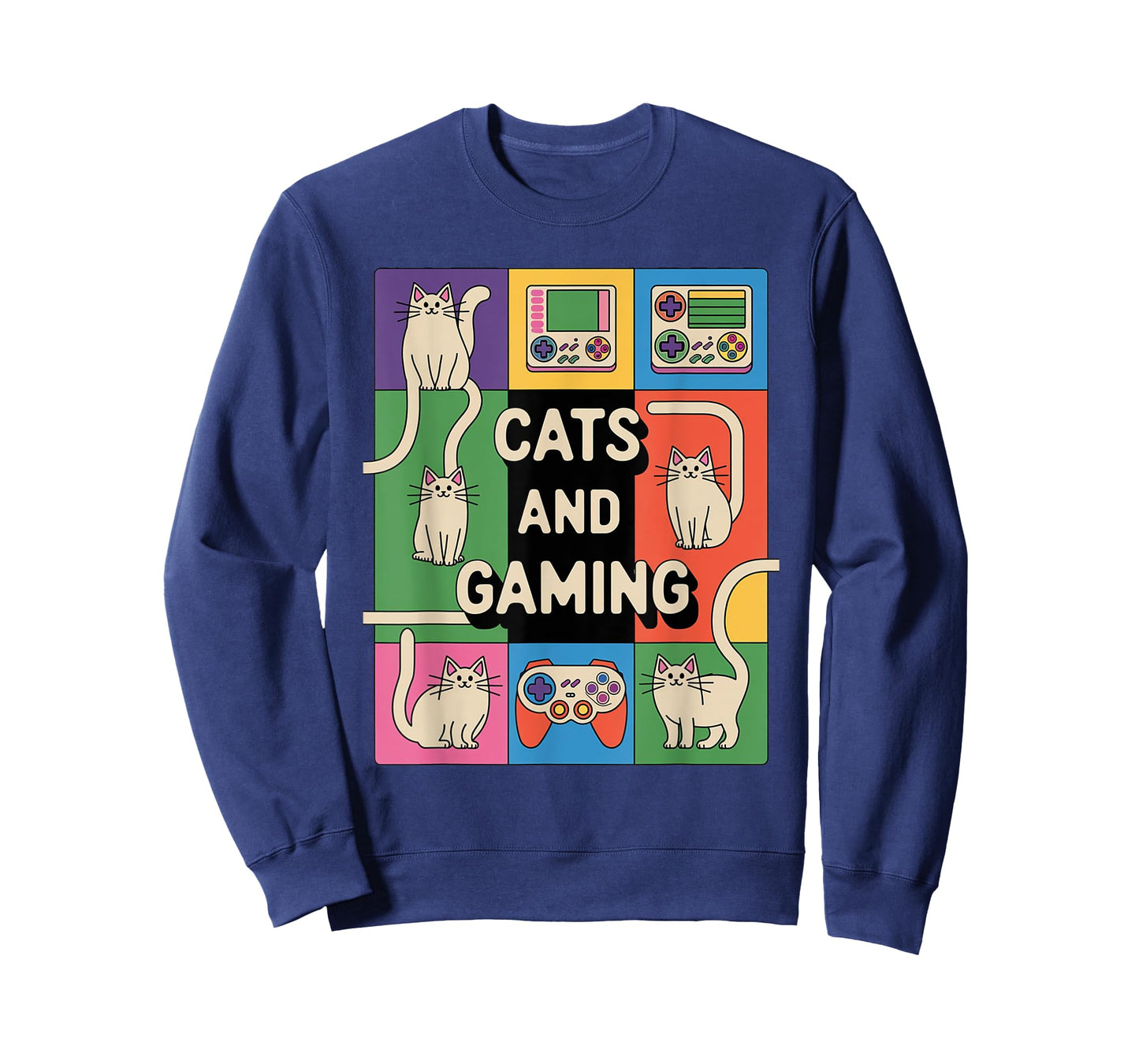 Retro Cats And Gaming Funny Cat Lover and Video Game Player T-Shirt for Men Women Kids