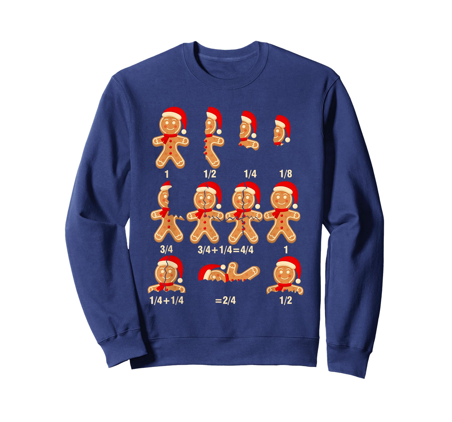Christmas Math Teacher Equation Gingerbread With Santa Hat Men Women T-Shirt