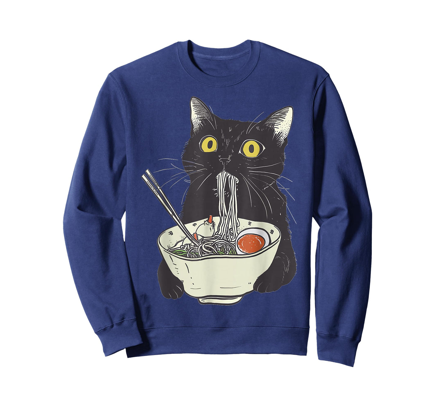 Japanese Cat Funny Cat Eating Ramen Vintage Japanese Noodles T-Shirt