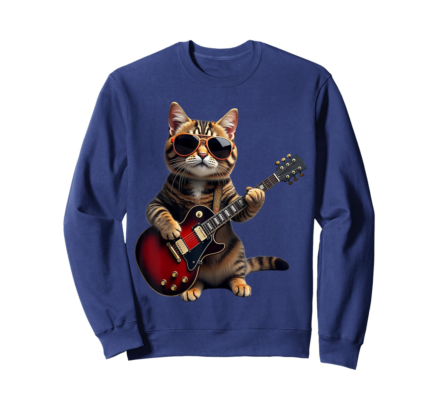 Funny Rock Cat Enthusiast Lover Music Roll Heavy Guitar Cats Men Women Kids T-Shirt