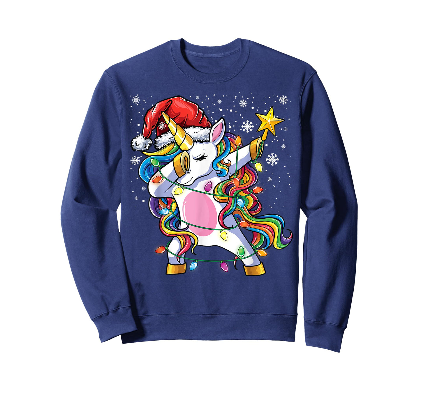 Christmas Unicorn Dab Girls Women Xmas Tree Santa Unicorn T-Shirt