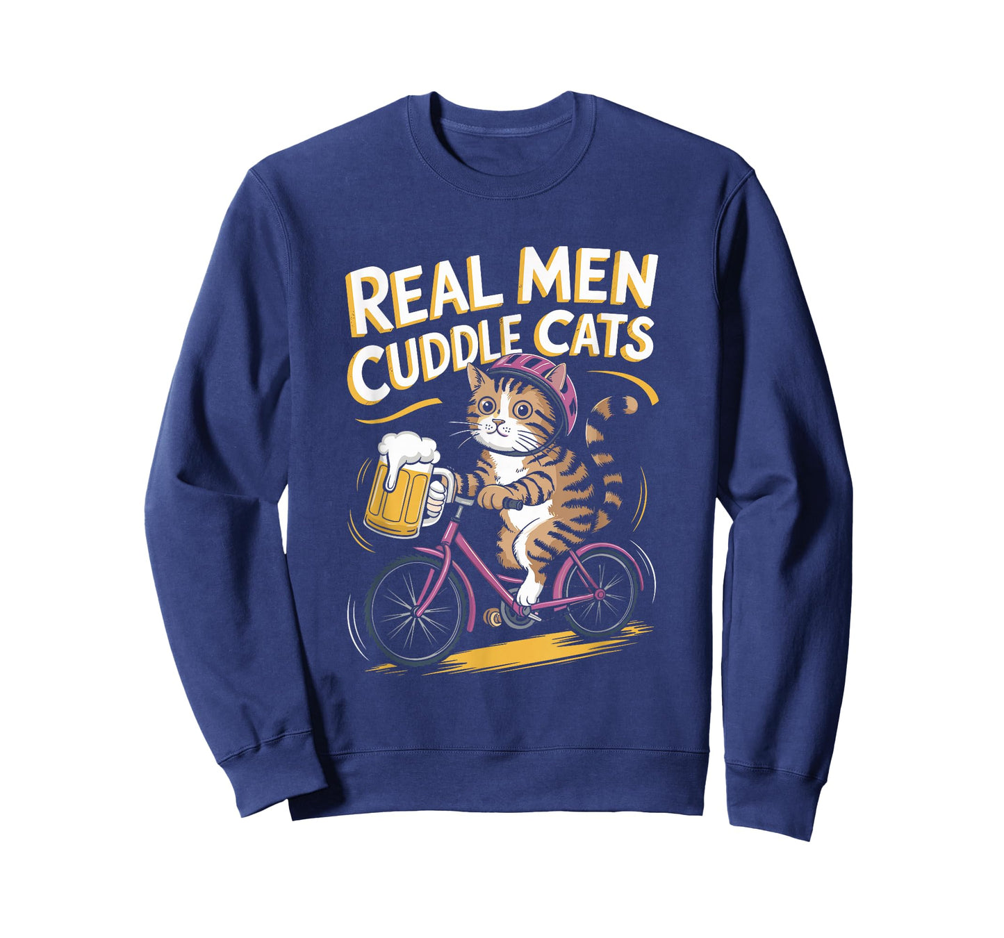 Real Men Cuddle Cats Funny Cat Lover Design T-Shirt