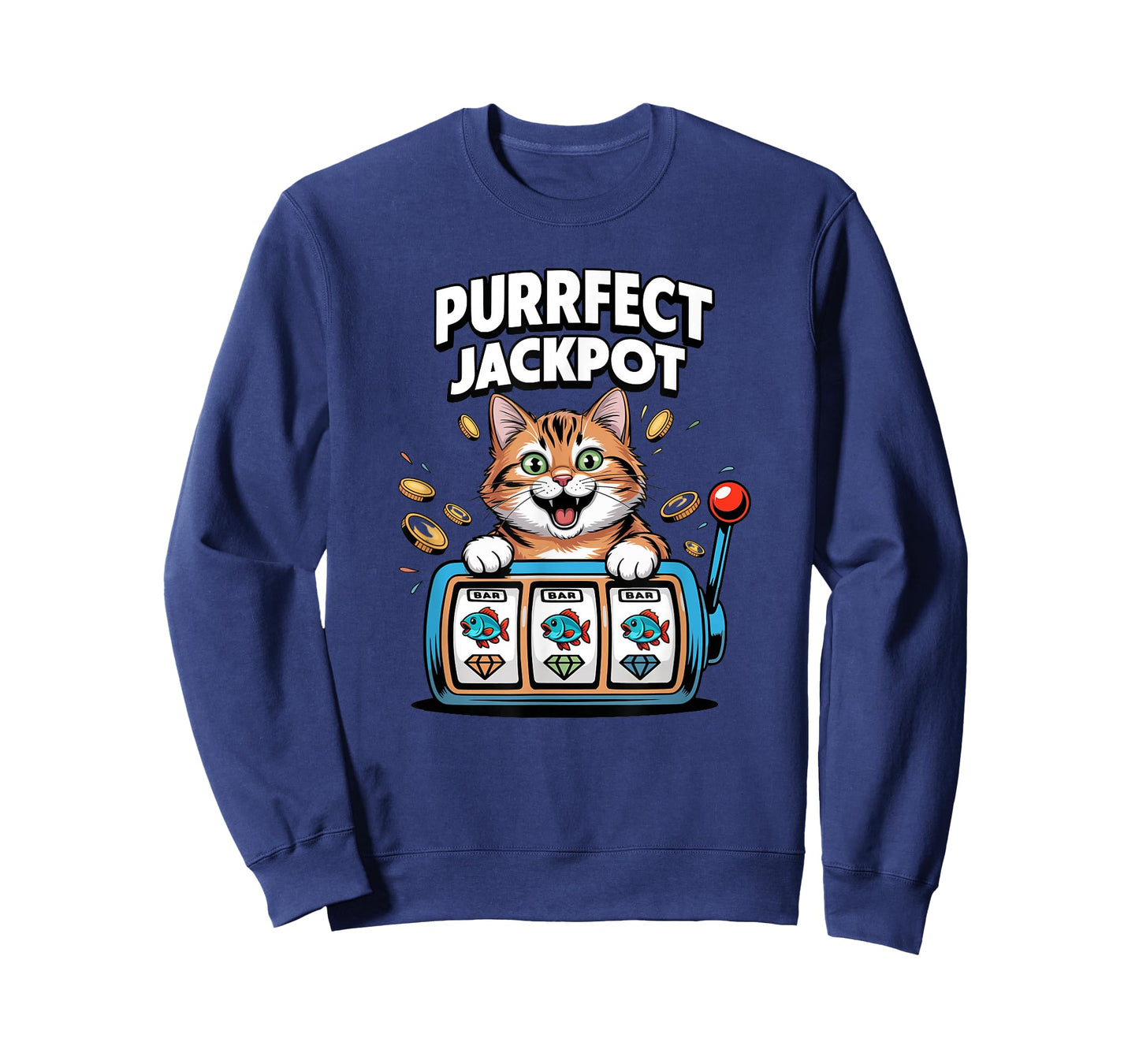 Purrfect Jackpot Lucky Funny Casino Cat Slot Machine Winner T-Shirt