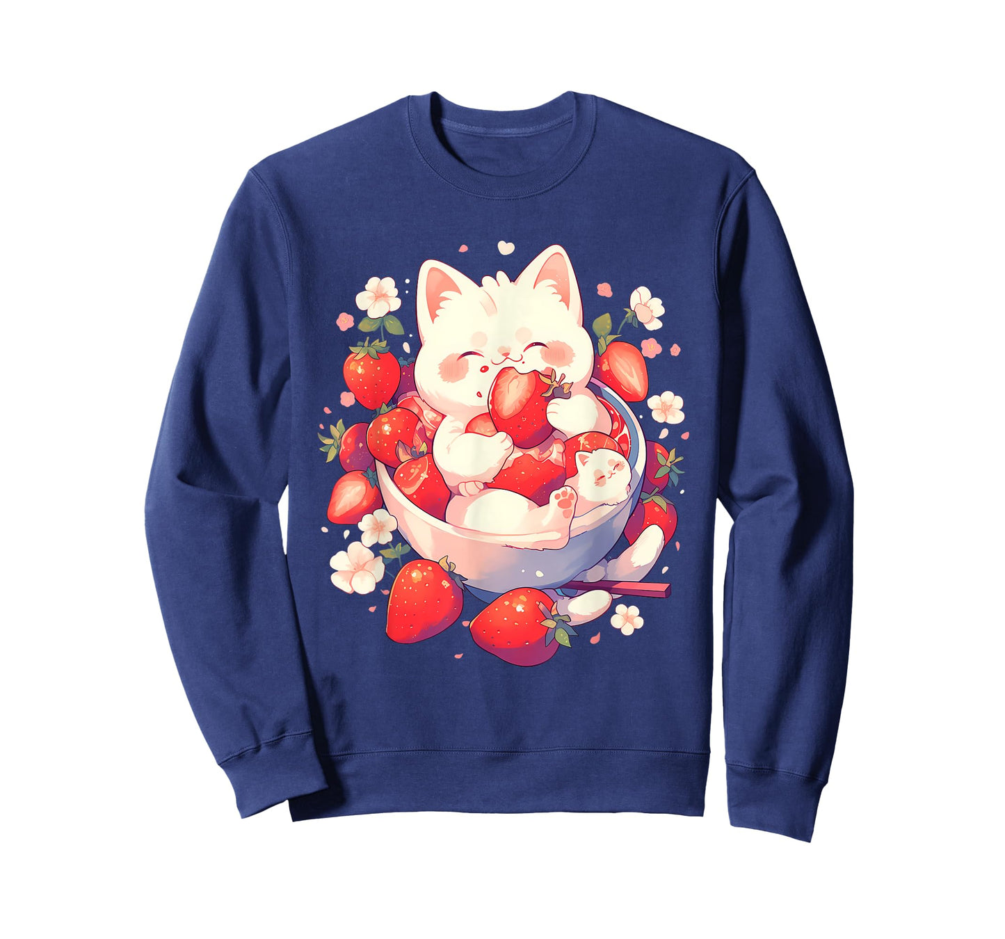 Strawberry Cat Animal Art Strawberries Floral Drawing T-Shirt