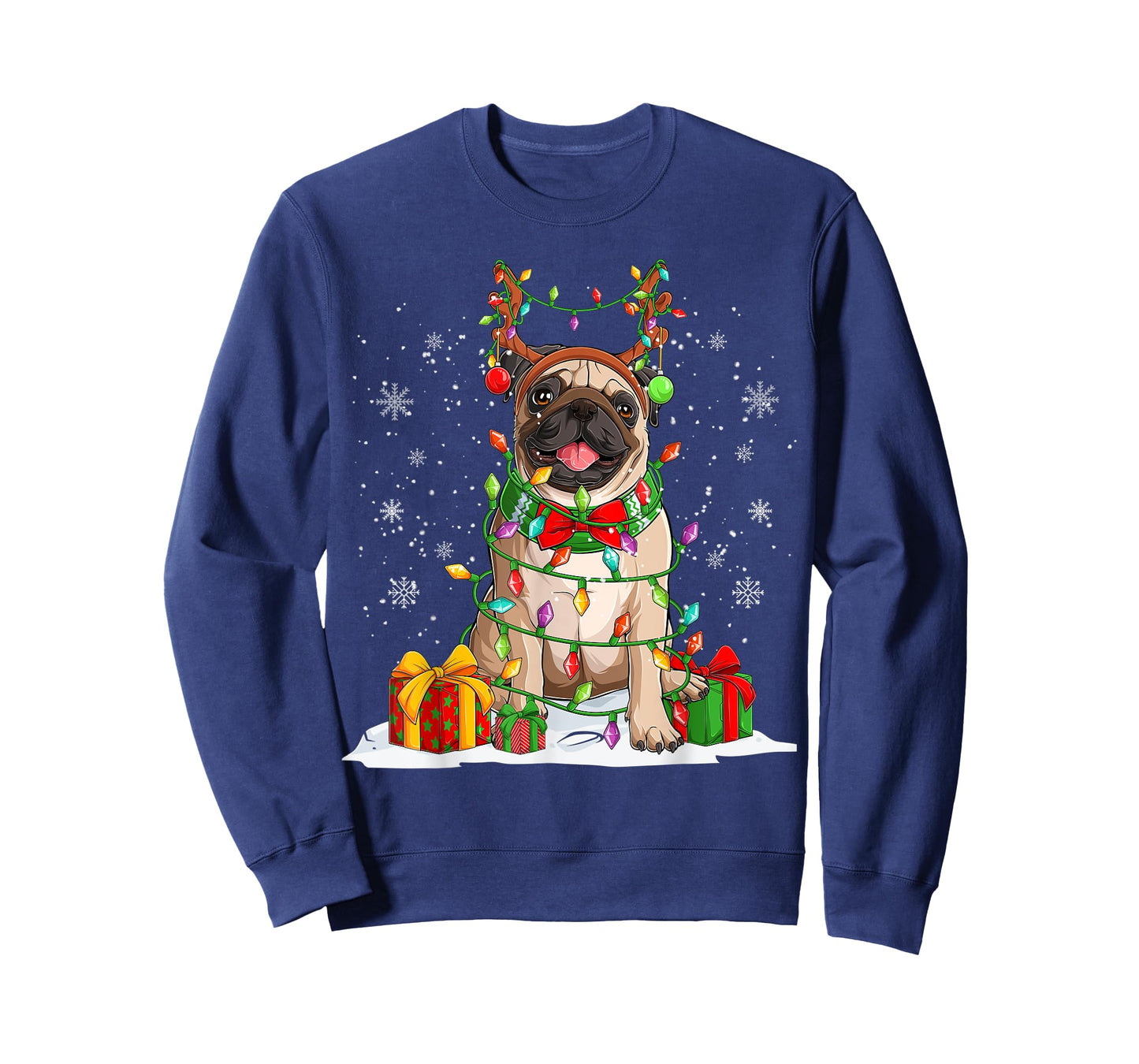 Ugly Pug Christmas Sweater Pajama For Women Men Family T-Shirt