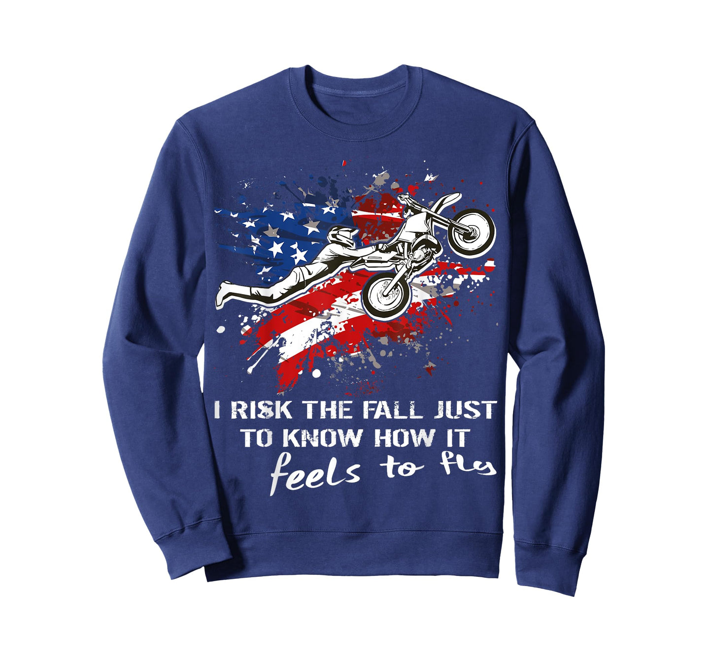 Motocross Dirtbike Motorcycle MX Us Flag Risk the fall Jump T-Shirt