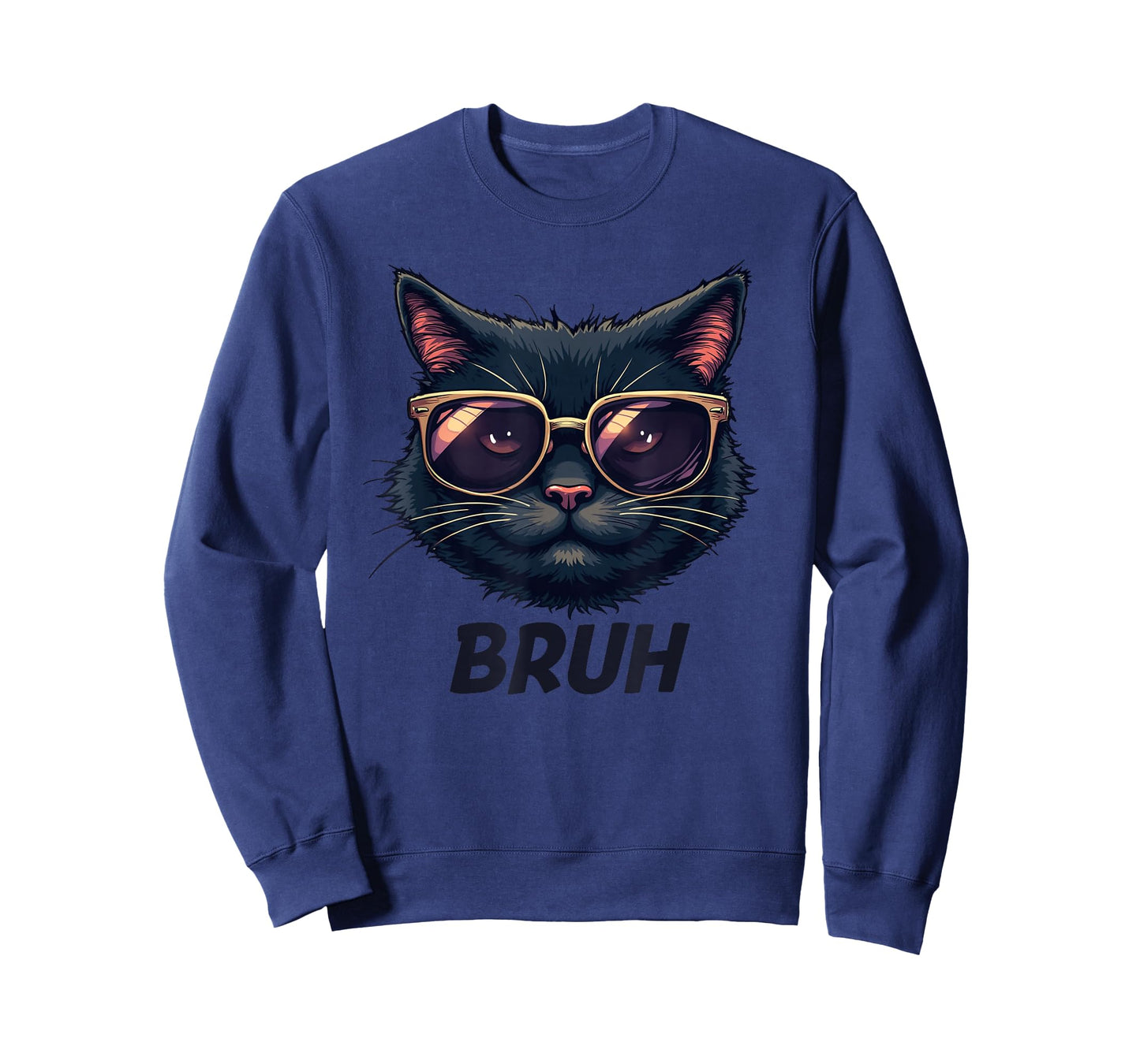 Meme saying Black Cat BRUH sunglasses for kids Men teens T-Shirt