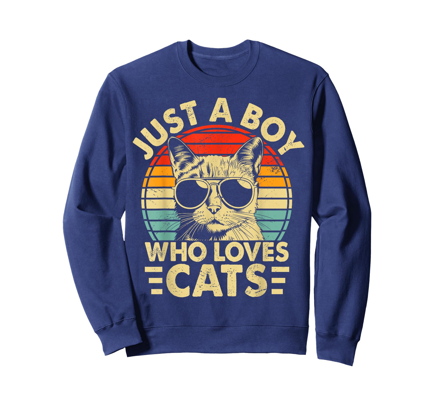 Vintage Just A Boy Who Loves Cats Boy Kitten Cat Lover Boys T-Shirt