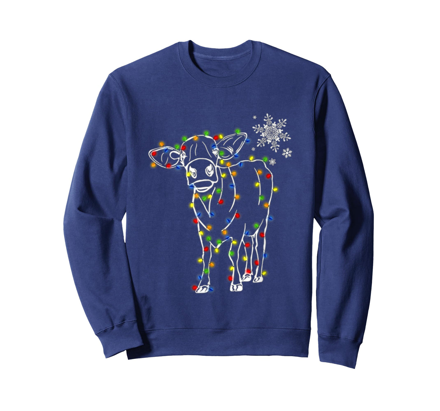 Cow Christmas Light Tree Cow Xmas Snow Lover T-Shirt