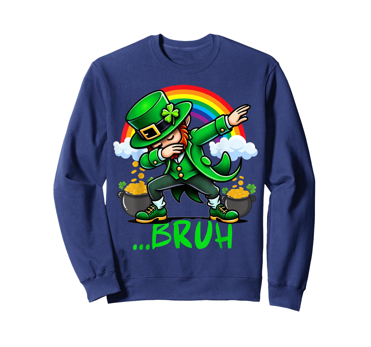 Bruh Dabbing Leprechaun Funny St Patricks Day Boys Kids T-Shirt