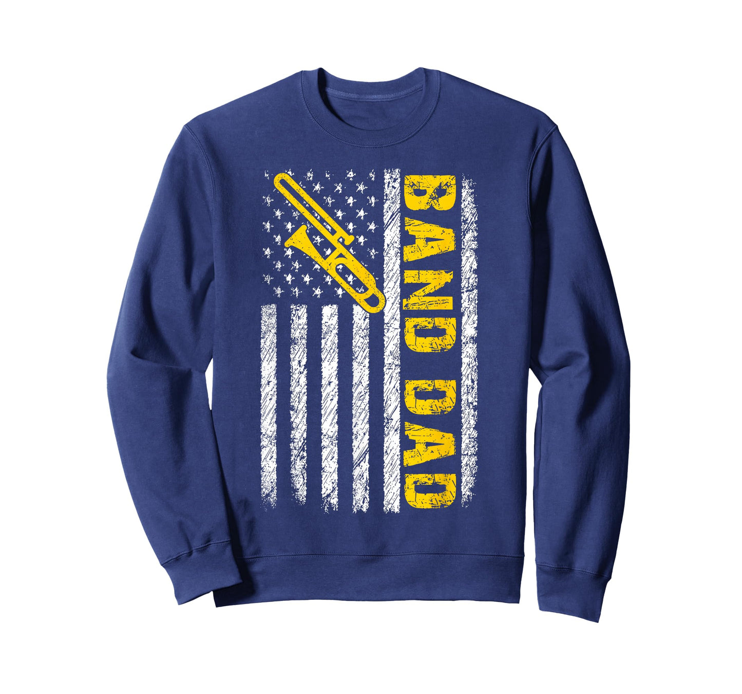 Band Dad Trombone Distressed American Flag Fathers Day T-Shirt