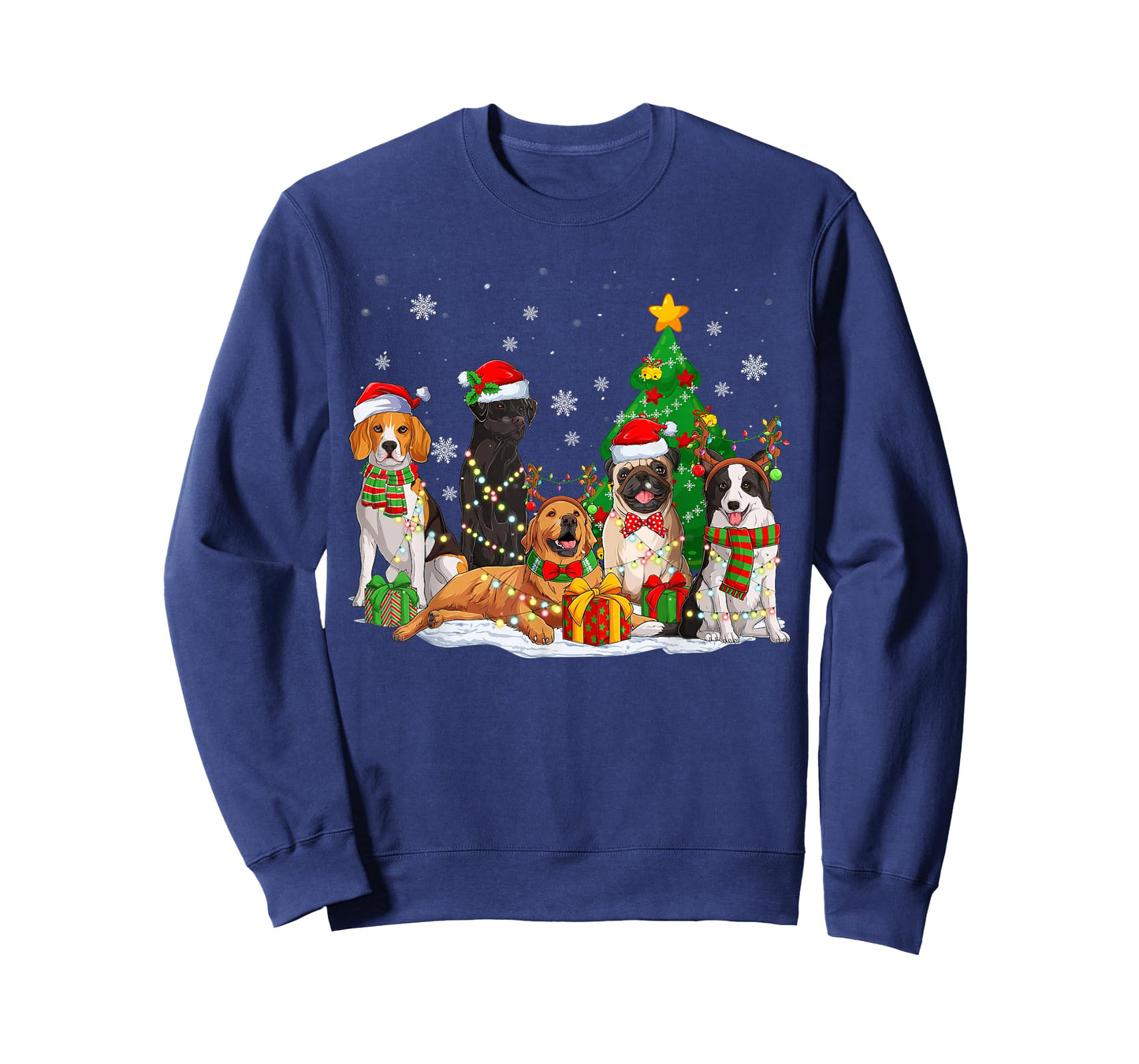 Funny Dog Christmas Tree Lights Ugly Xmas Men Women Kids T-Shirt