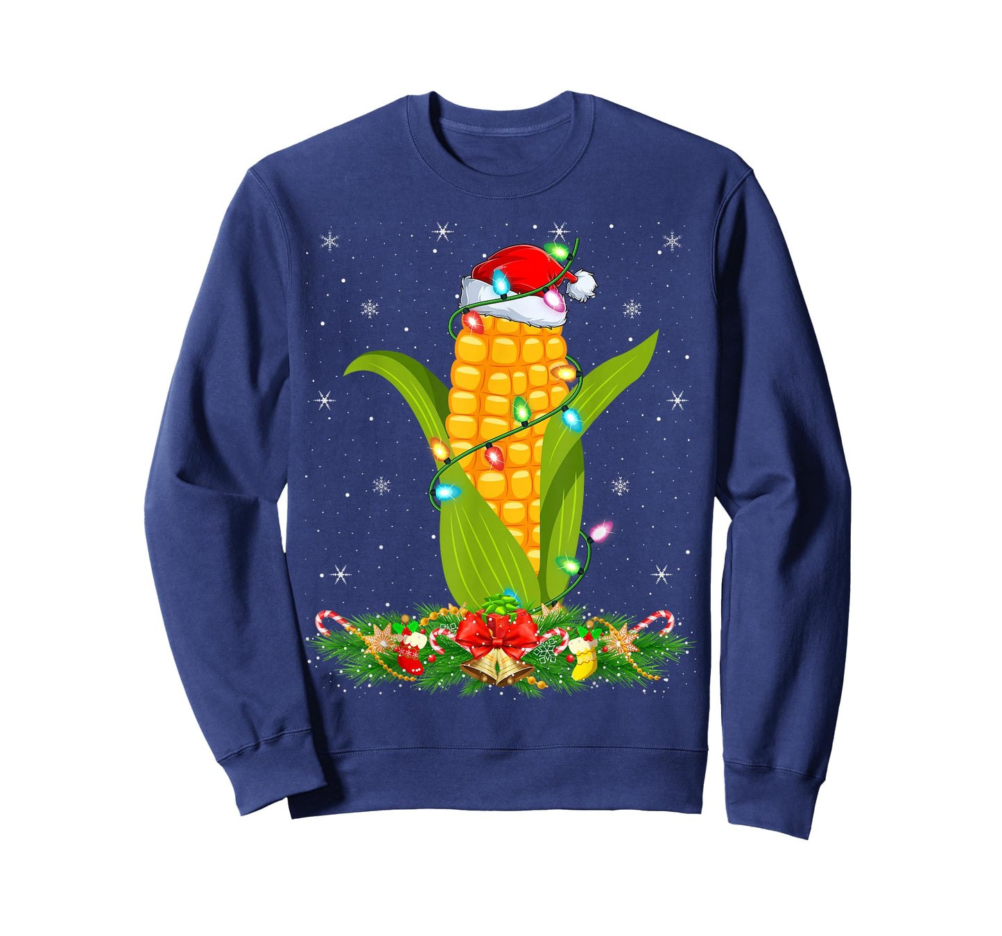 Corn Christmas Lights Funny Santa Hat Corn Xmas T-Shirt