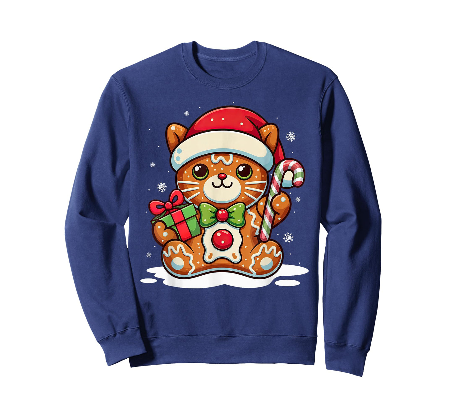 Cute Cat Gingerbread Man Christmas Shirt for Women Men Kids T-Shirt