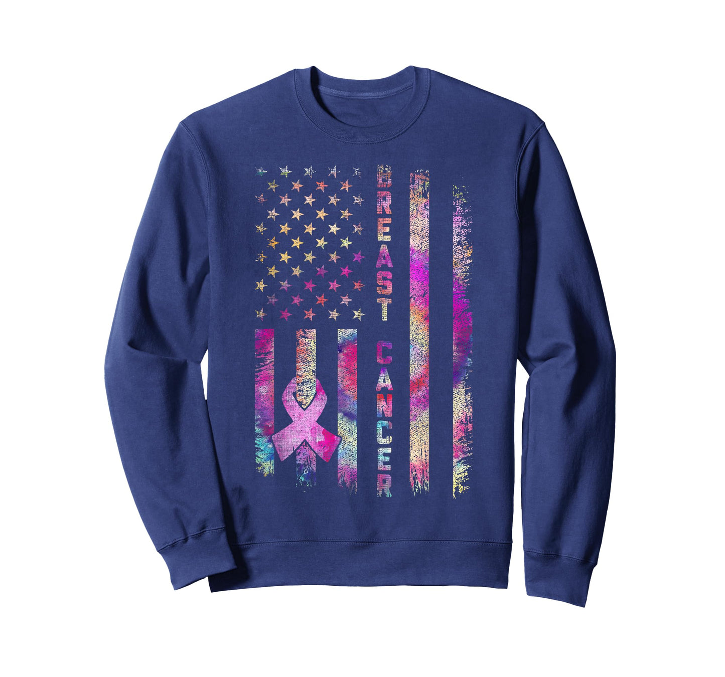 American Flag Breast Cancer Awareness Support Tie Dye T-Shirt