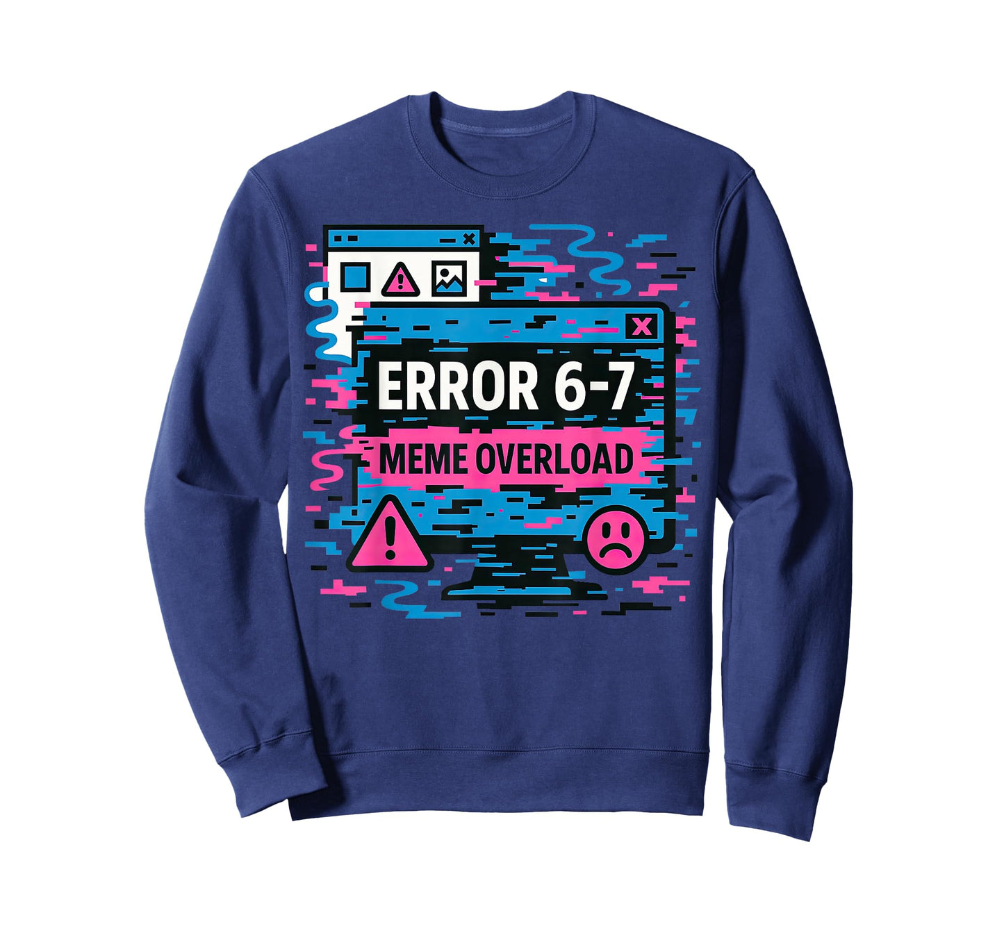 Funny Error 67 Meme Overload Six Seven Art Retro Tech Style T-Shirt