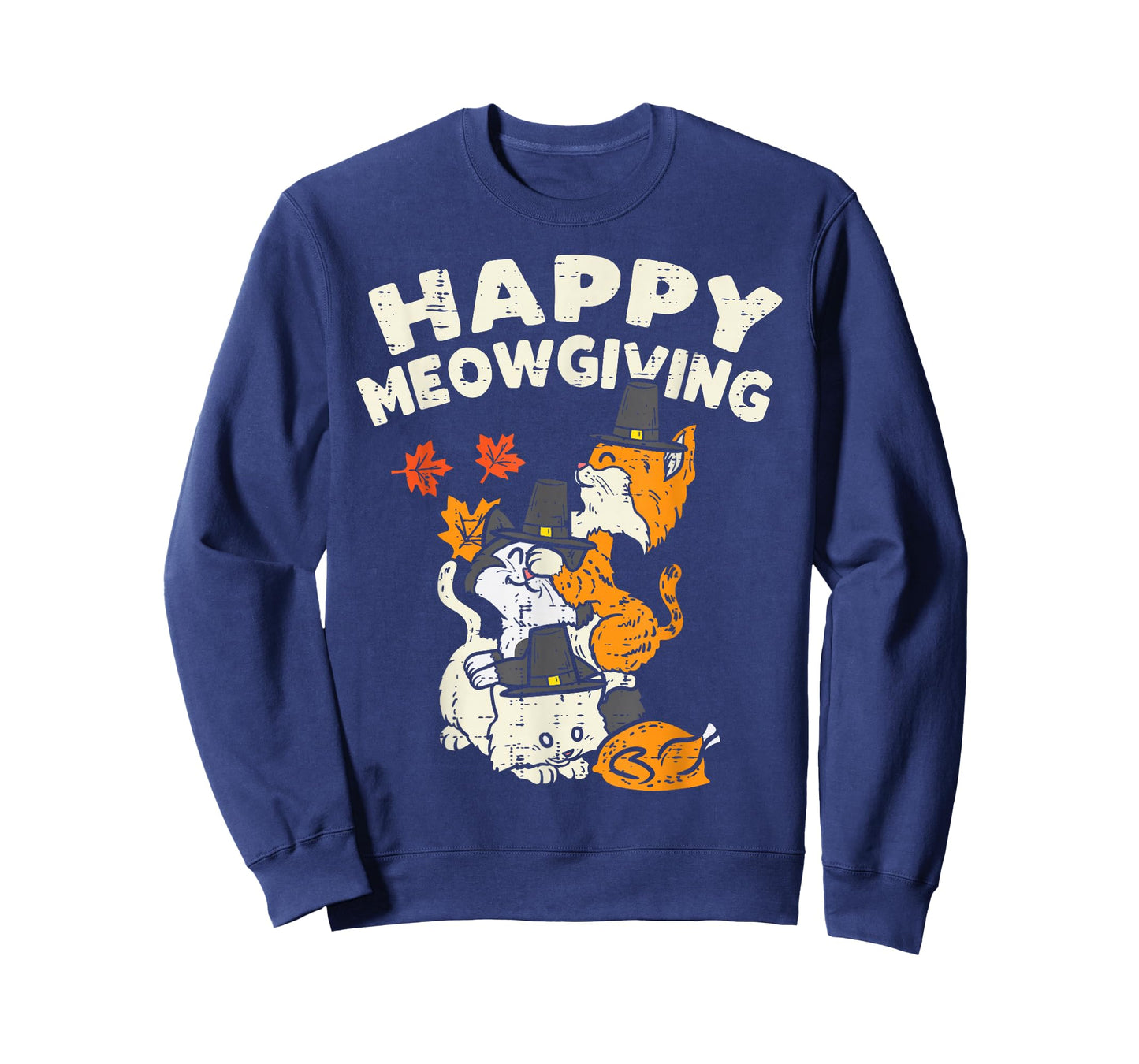 Happy Meowgiving Cats Leaves Turkey Thanksgiving Fall Autumn T-Shirt