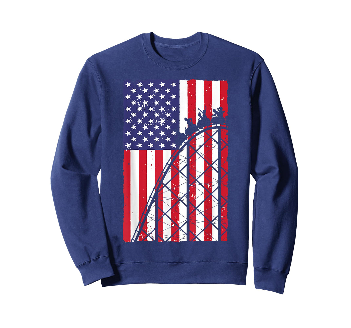 Funny Roller Coaster Art For Men Women Rollercoaster US Flag T-Shirt