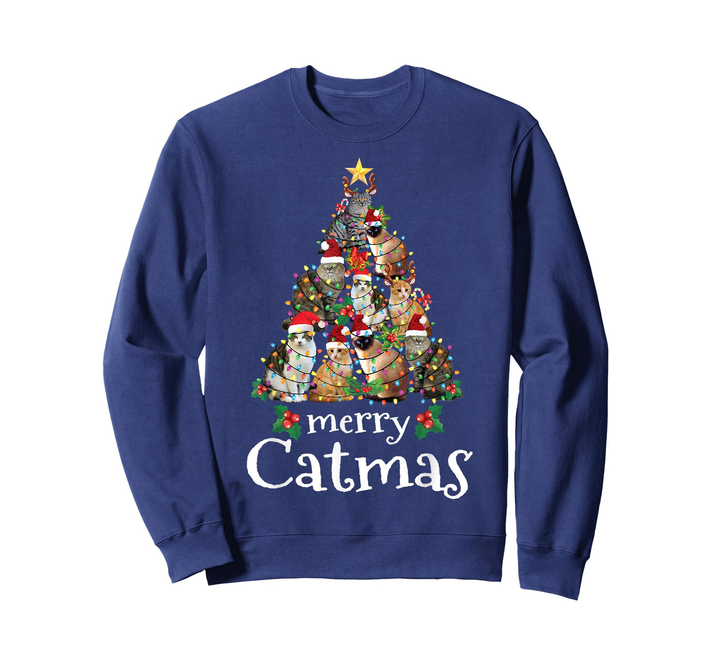 Merry Catmas Funny Cat Mom Cat Dad Christmas Cat T-Shirt