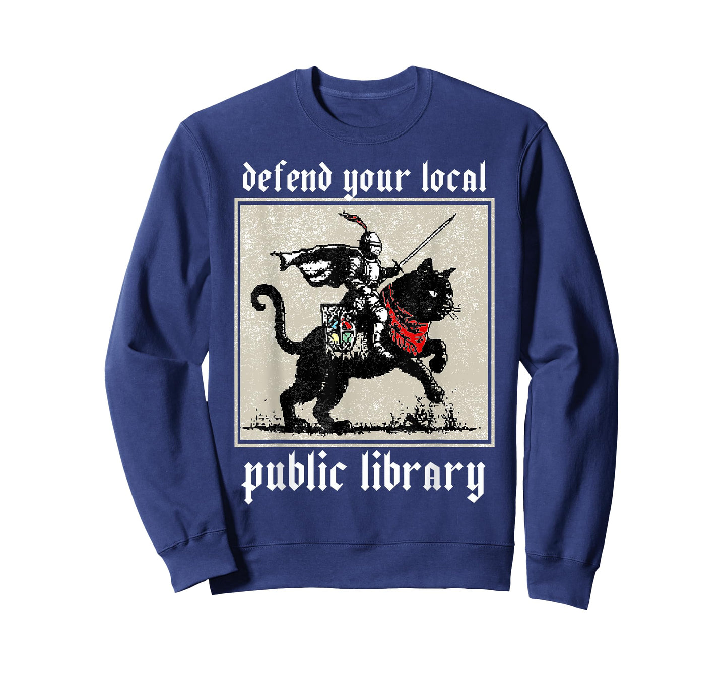 Defend Your Local Public Library Cat Knight Reader Men Women T-Shirt