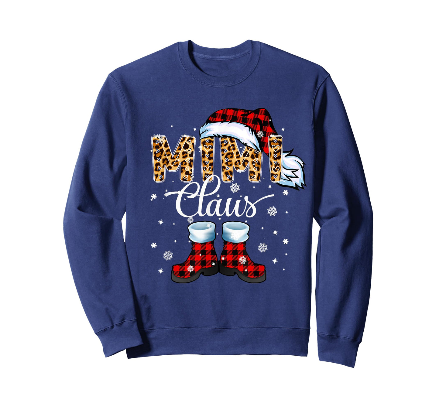 Christmas Mimi Claus Leopard Buffalo Plaid Pajama Xmas T-Shirt