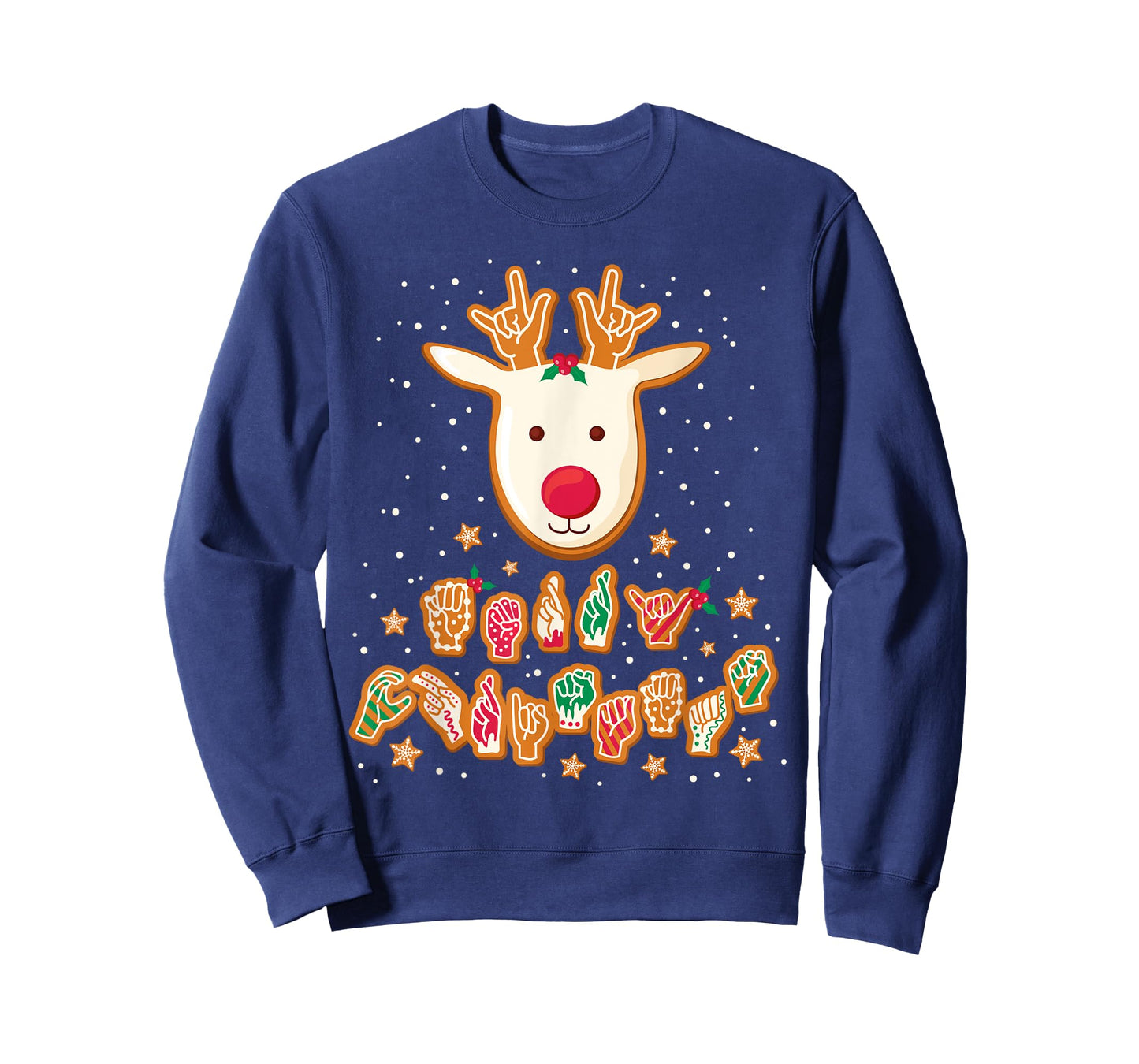 ASL Christmas Reindeer American Sign Language Gingerbread T-Shirt