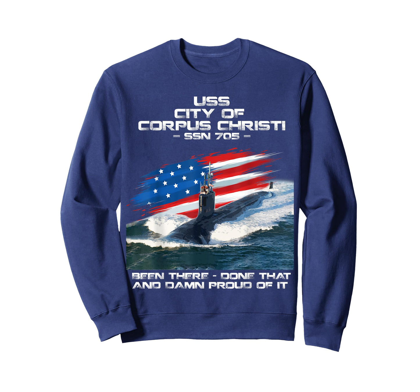 USS City Of Corpus Christi SSN-705 American Flag Submarine T-Shirt