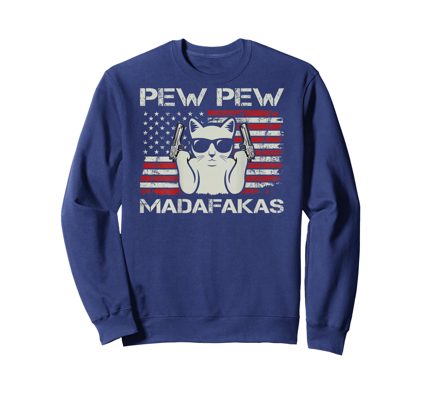 Vintage Cats Pew Pew Madafakas USA Funny Cat Lover (ON Back) T-Shirt