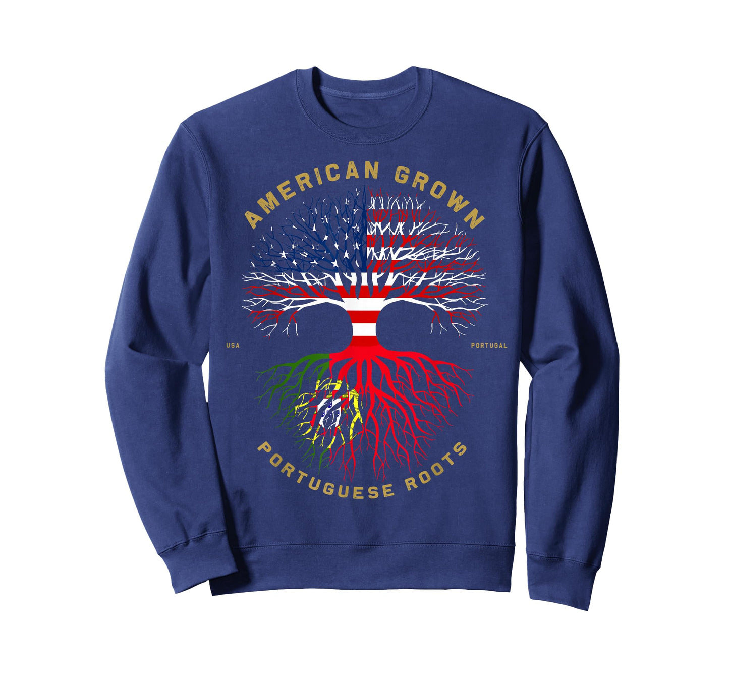 American Grown with Portuguese Roots Tree USA Flag Gifts T-Shirt