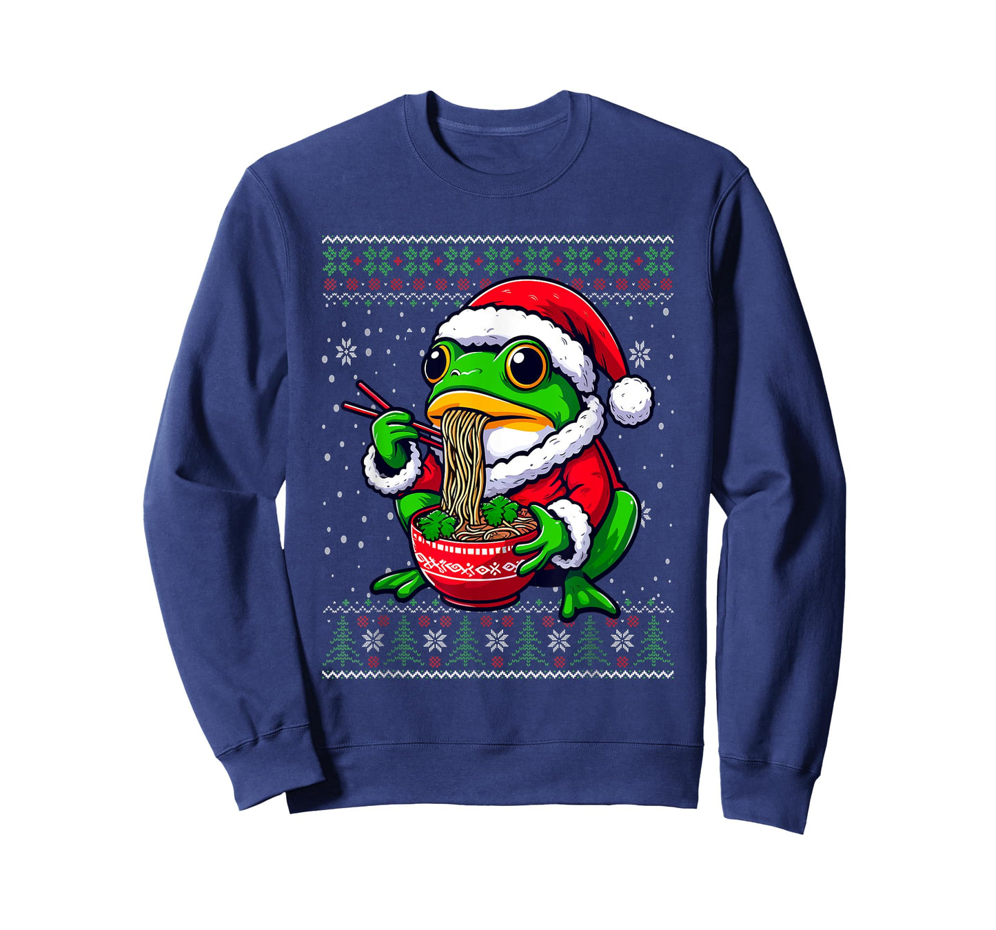 Christmas Frog Eating Ramen Ugly Christmas Sweater T-Shirt