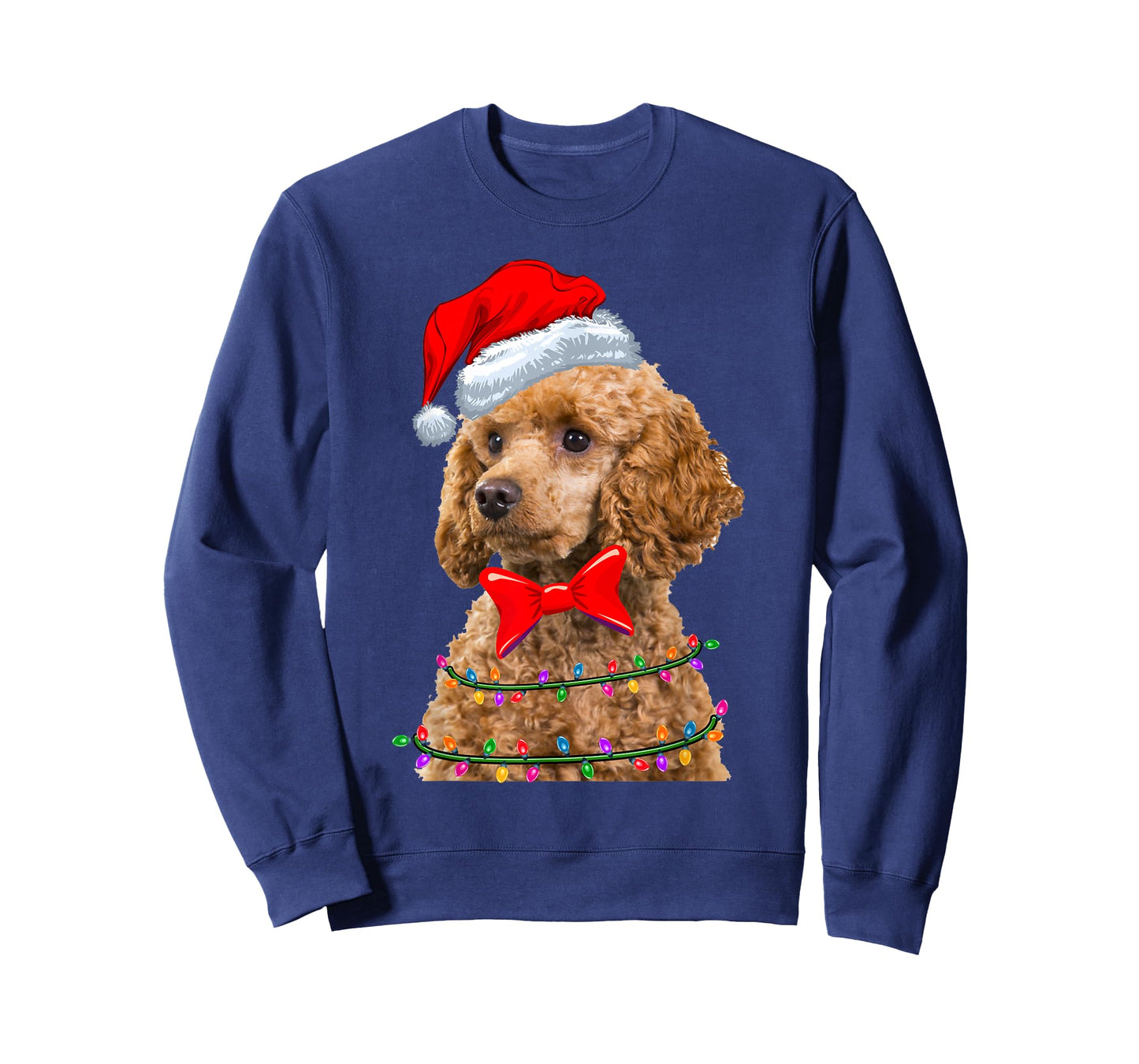 Christmas Lights Poodle Wearing Xmas Hat - Cute Dog Lover T-Shirt